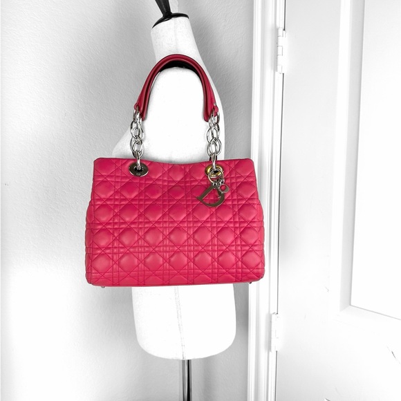 Lady Dior Shopper Tote Bag Lambskin Leather Cannage - Picture 8 of 11